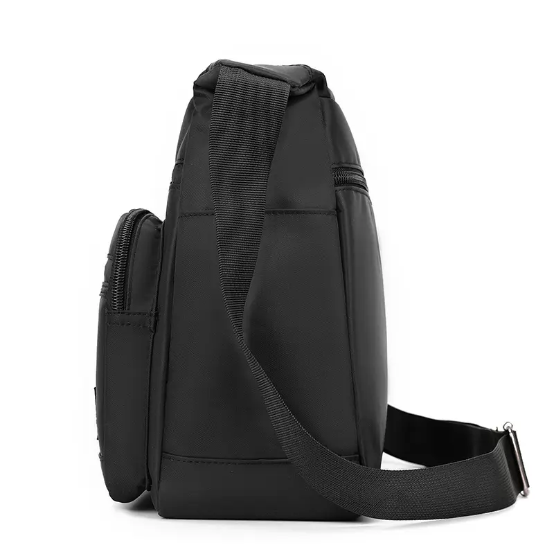 Men's Black Shoulder Bag with Zip Pocket — feature 10
