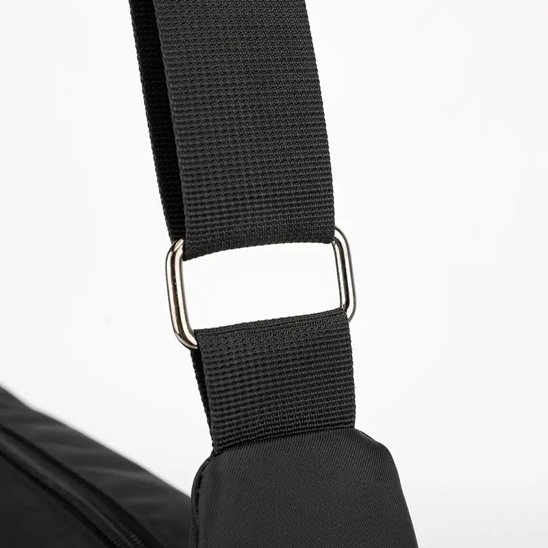 Men's Black Shoulder Bag with Zip Pocket — feature 14