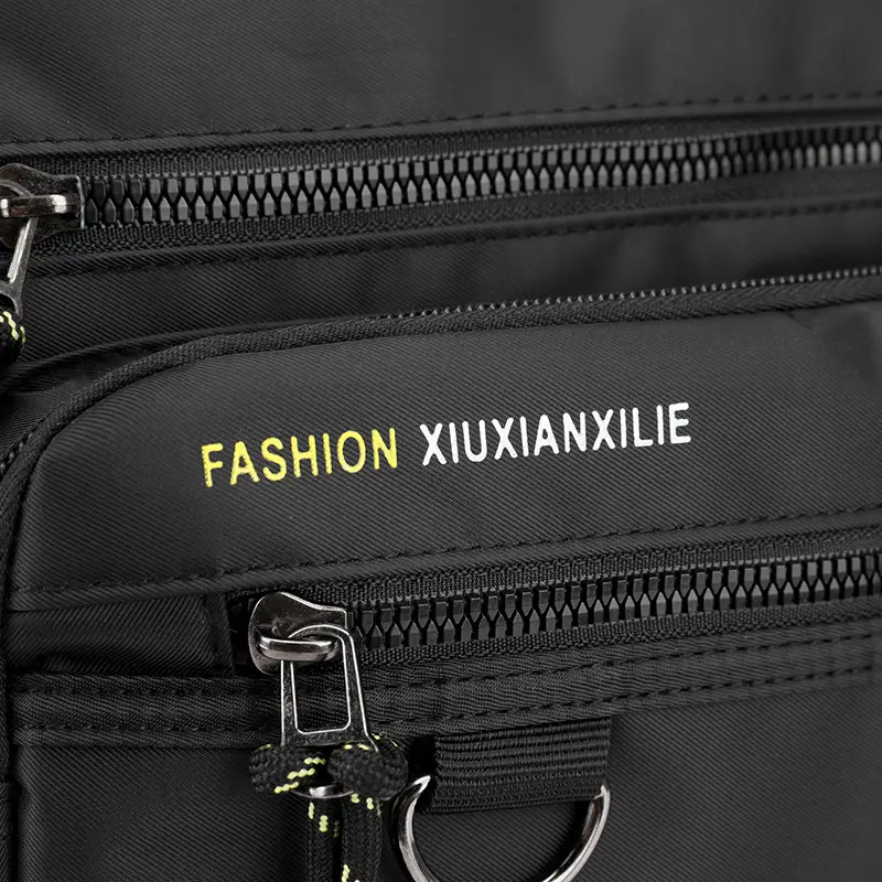 Men's Black Shoulder Bag with Zip Pocket — feature 15