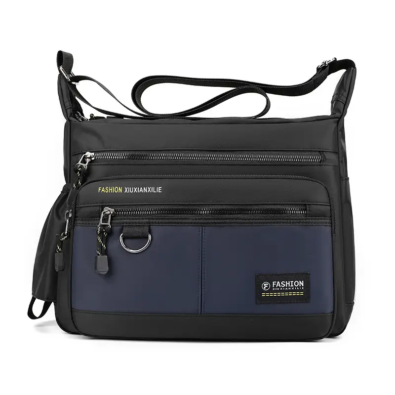 Men's Black Shoulder Bag with Zip Pocket — feature 2