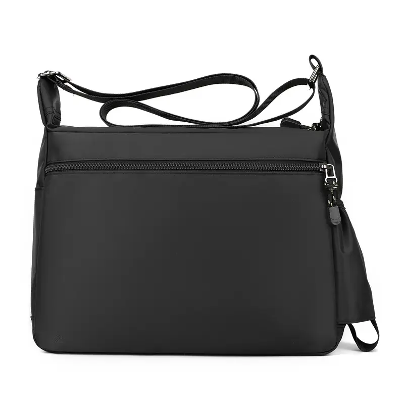 Men's Black Shoulder Bag with Zip Pocket — feature 9