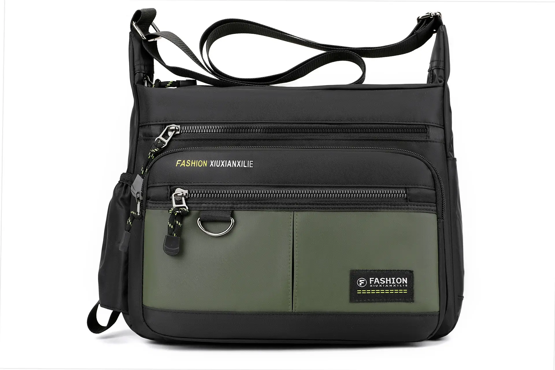 Men's Black Shoulder Bag with Zip Pocket