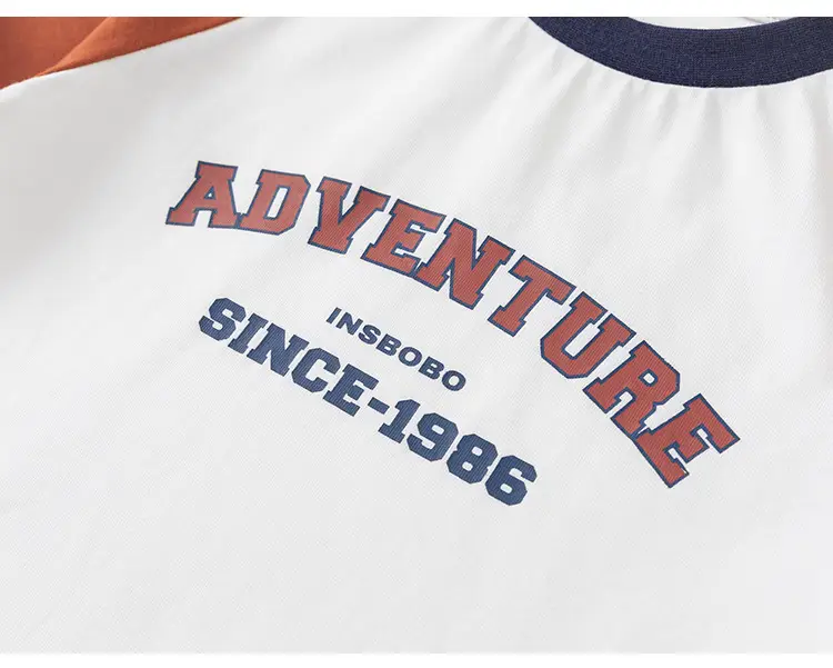 Boy's Green White Raglan Sleeve T-Shirt with Letter Print — feature 20
