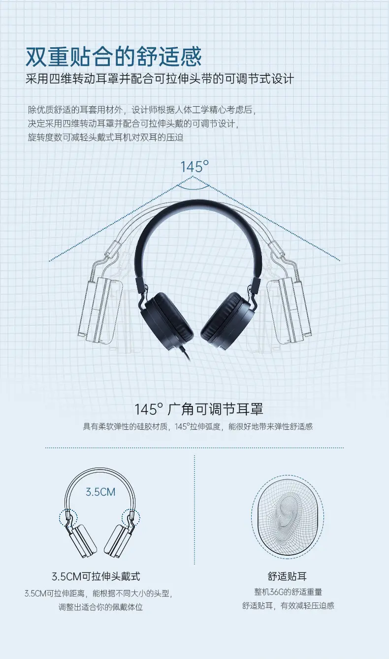Over-Ear Headphones with Mic & Cable Black — feature 9