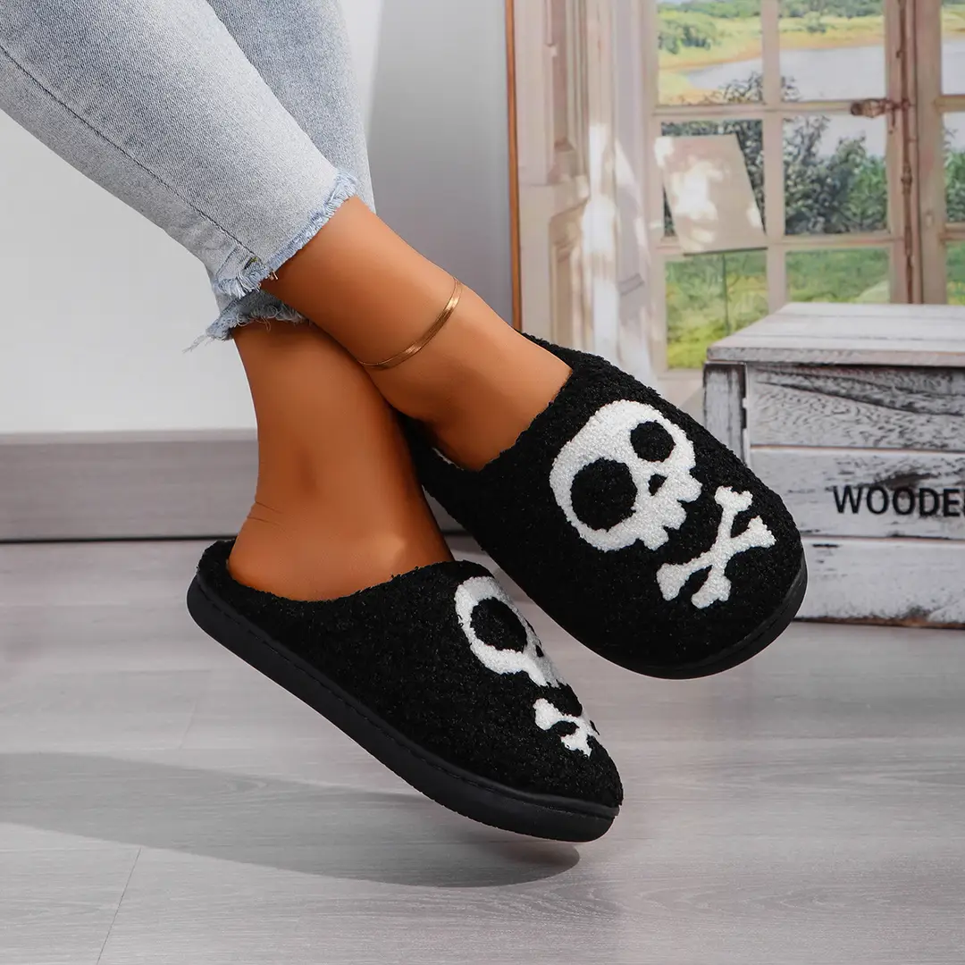 New Halloween Comfortable Home Skeleton Warm Winter Cotton Slippers Couple Men's and Women's Thick-soled Soft-soled Shoes Thick-proof - Image 3