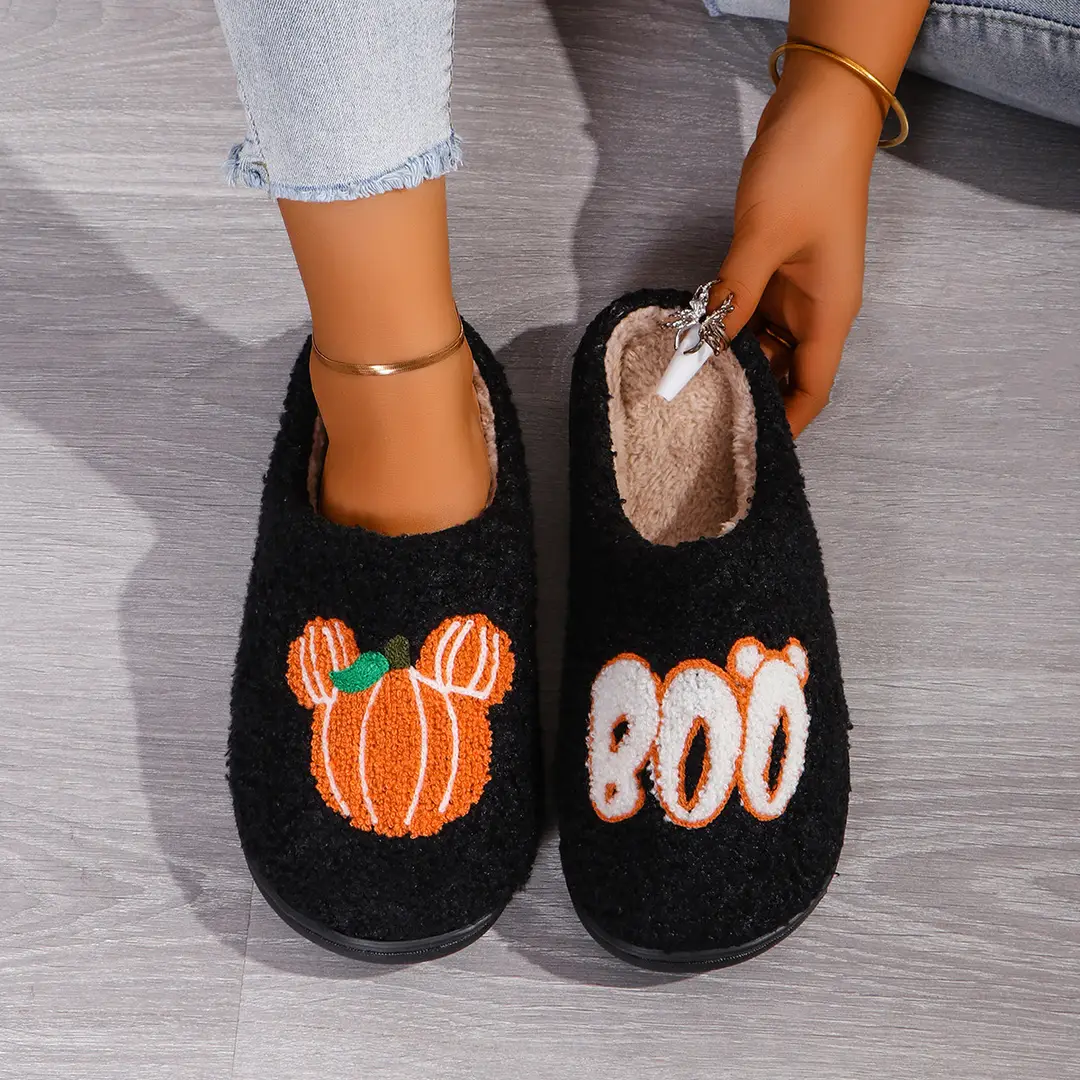 New Halloween Comfortable Home Skeleton Warm Winter Cotton Slippers Couple Men's and Women's Thick-soled Soft-soled Shoes Thick-proof - Image 5