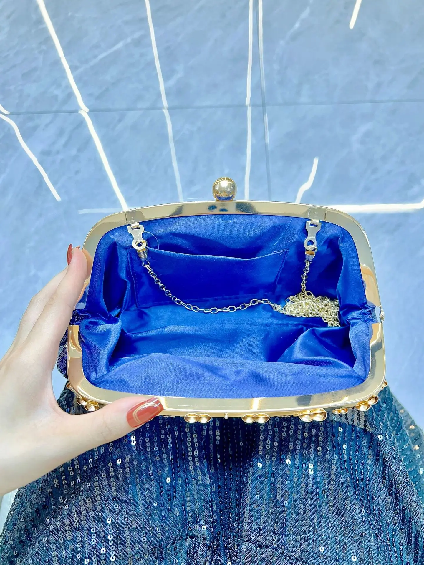 Blue Crystal Crossbody Clutch for Women - Image 6