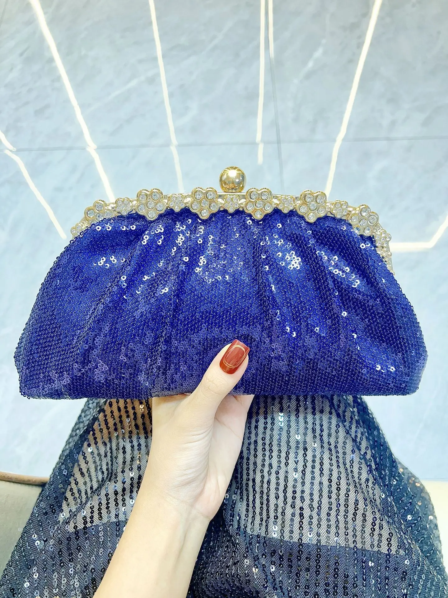Blue Crystal Crossbody Clutch for Women — feature 3