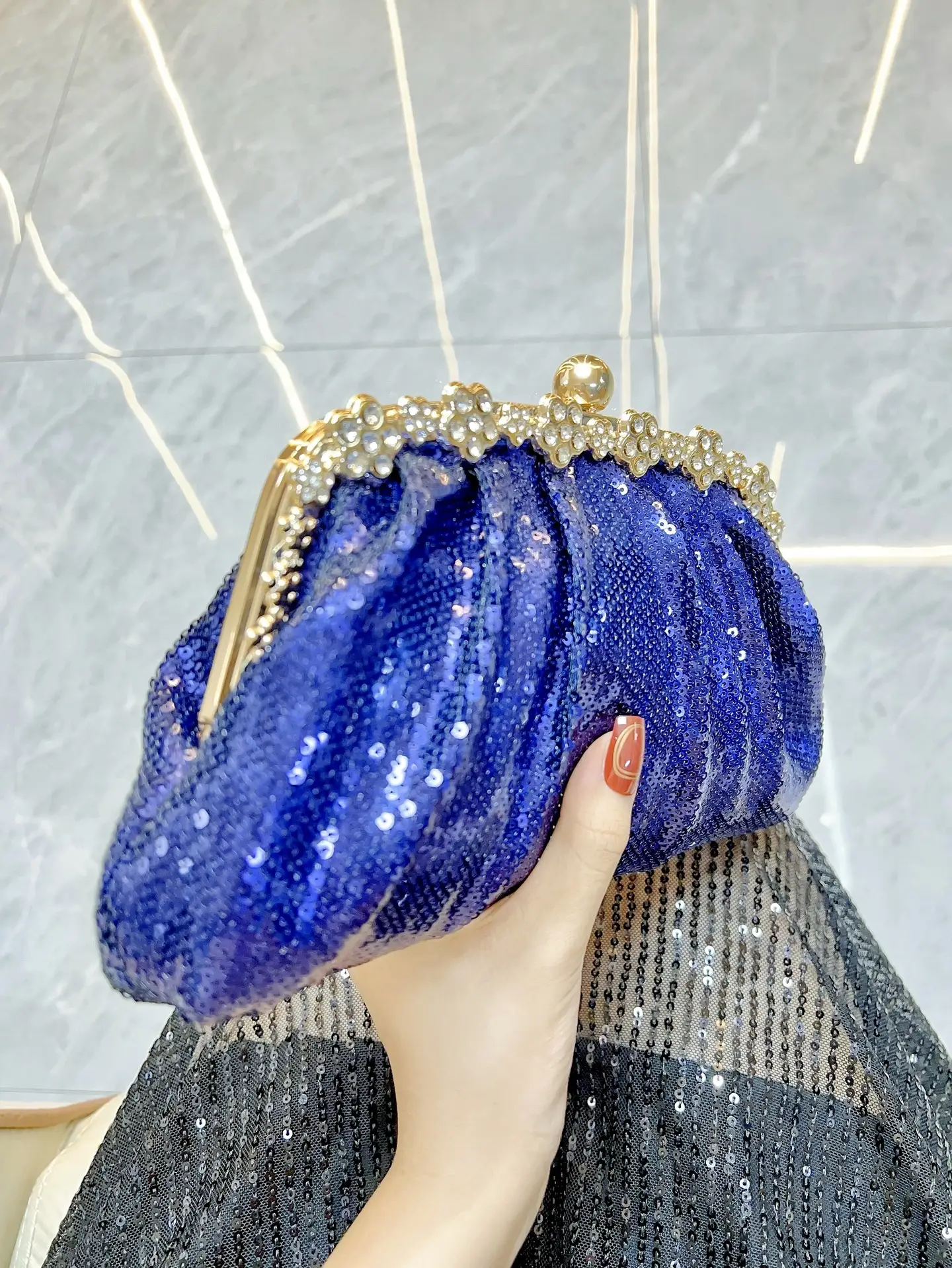 Blue Crystal Crossbody Clutch for Women — feature 4