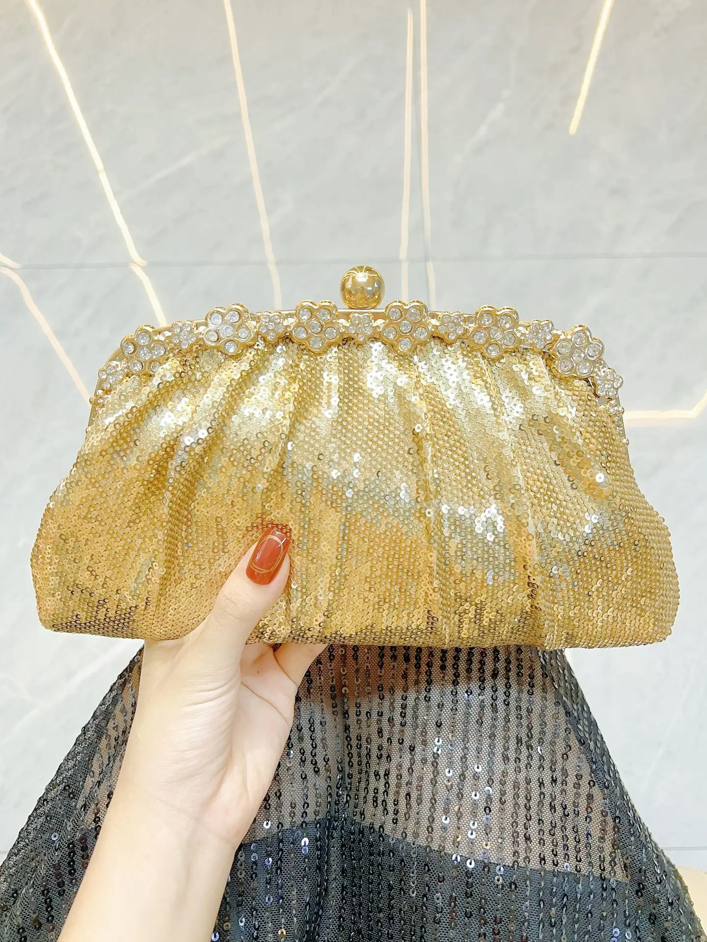 Blue Crystal Crossbody Clutch for Women — feature 8