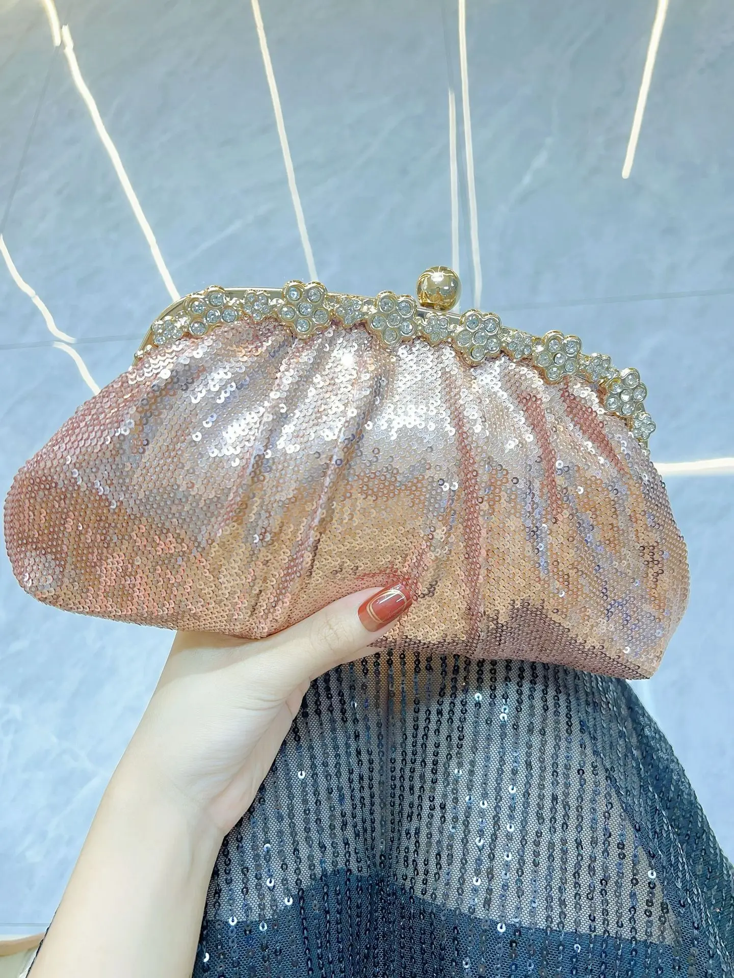 Blue Crystal Crossbody Clutch for Women — feature 9
