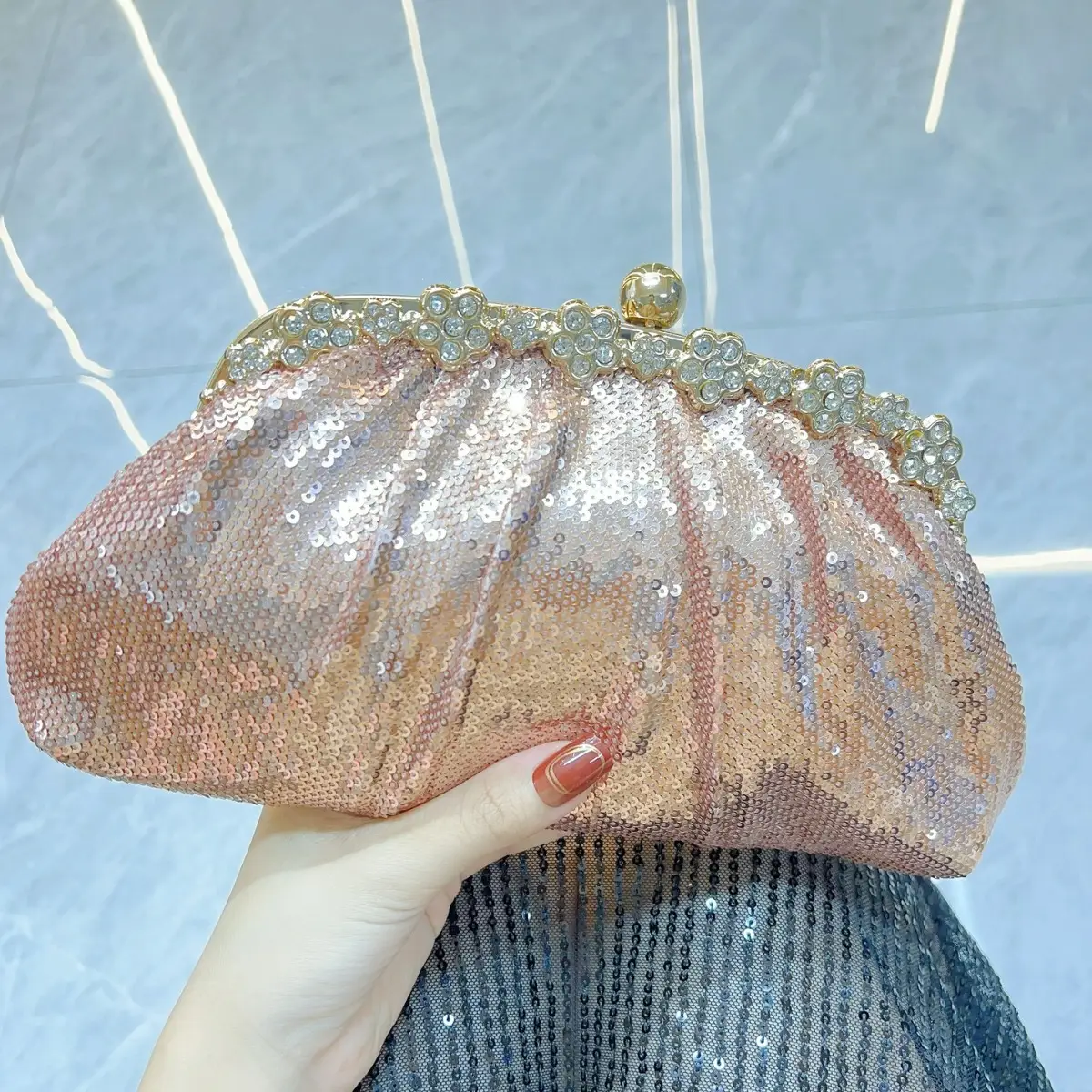 Blue Crystal Crossbody Clutch for Women - Image 2