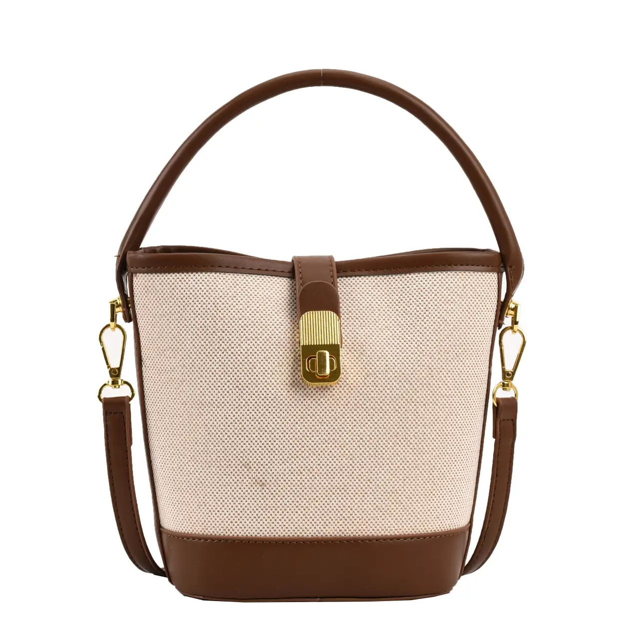 Korean-style Crossbody Bag Women's Beige Black Zipper Buckle - Image 7