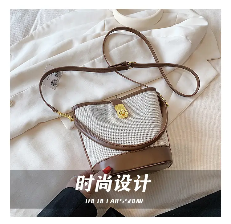 Korean-style Crossbody Bag Women's Beige Black Zipper Buckle — feature 7