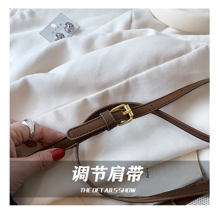 Korean-style Crossbody Bag Women's Beige Black Zipper Buckle — feature 9