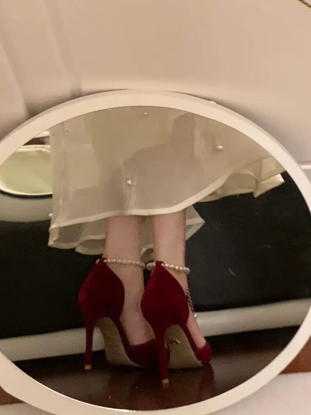 High Heels Women's 2025 Summer New Style Burgundy Pointed Toe Engagement Wedding Shoes Stiletto Heel with Pearl Chain Sandals — feature 1
