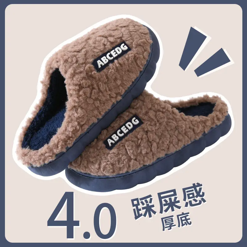 Winter Cotton Slippers for Men Women Warm Waterproof