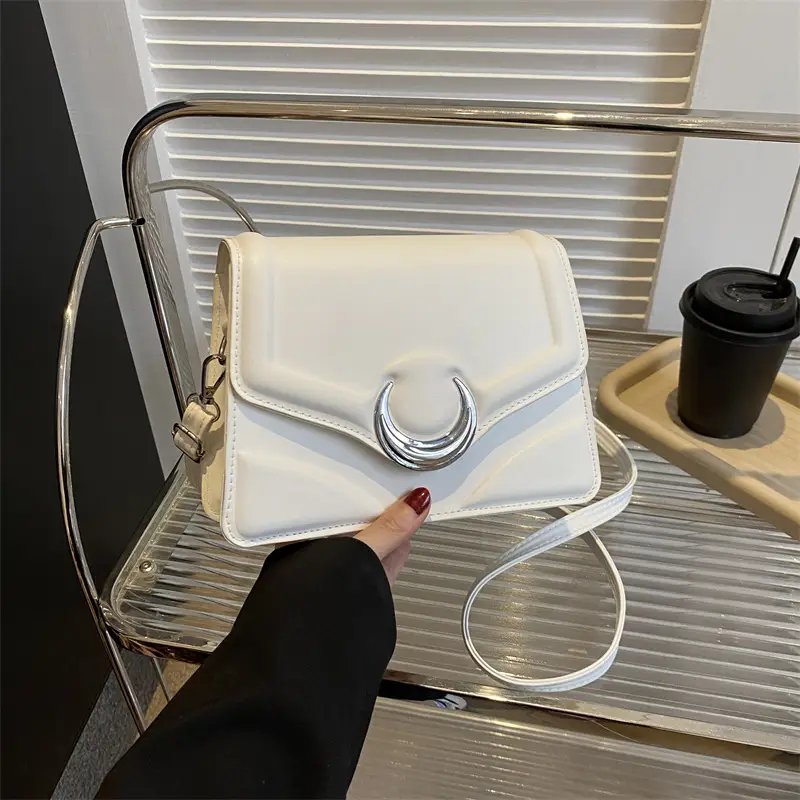 Women's Brown Crescent Lock Shoulder Bag 2025 New Trendy - Image 7