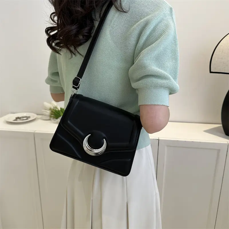Women's Brown Crescent Lock Shoulder Bag 2025 New Trendy - Image 8