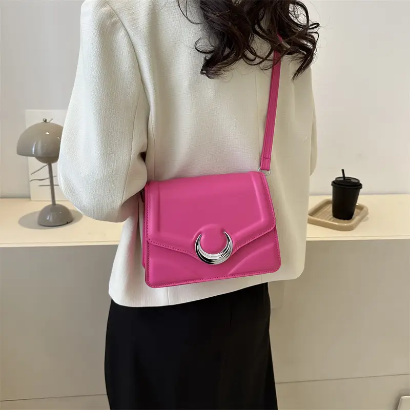 Women's Brown Crescent Lock Shoulder Bag 2025 New Trendy - Image 9