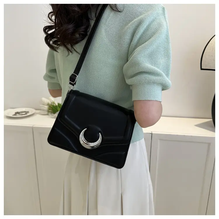 Women's Brown Crescent Lock Shoulder Bag 2025 New Trendy — feature 17
