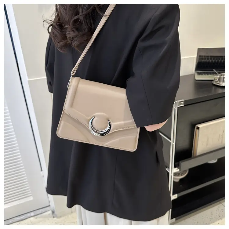 Women's Brown Crescent Lock Shoulder Bag 2025 New Trendy — feature 22