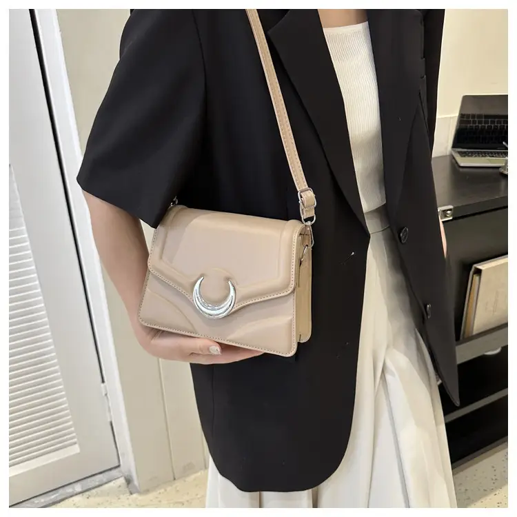 Women's Brown Crescent Lock Shoulder Bag 2025 New Trendy — feature 24