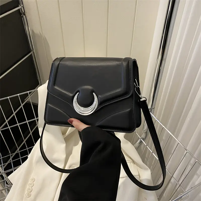 Women's Brown Crescent Lock Shoulder Bag 2025 New Trendy - Image 2