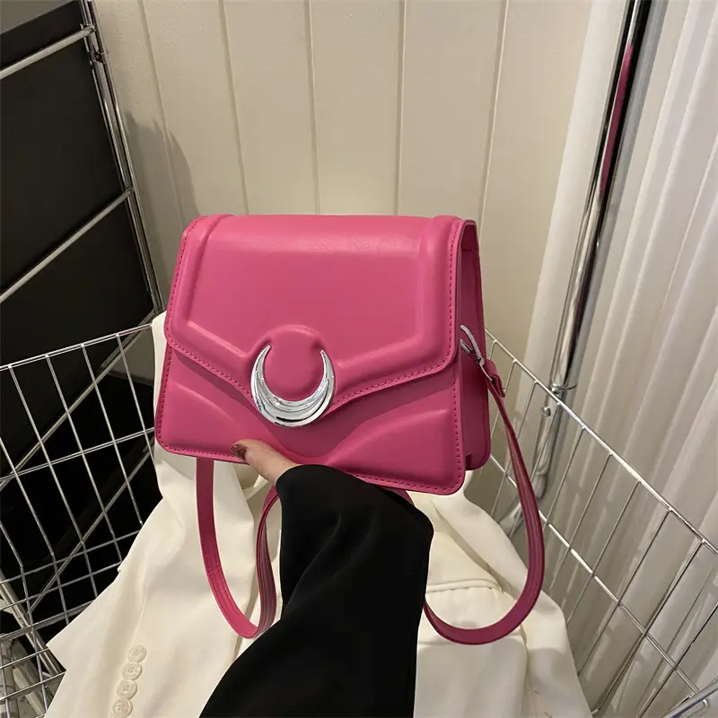 Women's Brown Crescent Lock Shoulder Bag 2025 New Trendy - Image 5