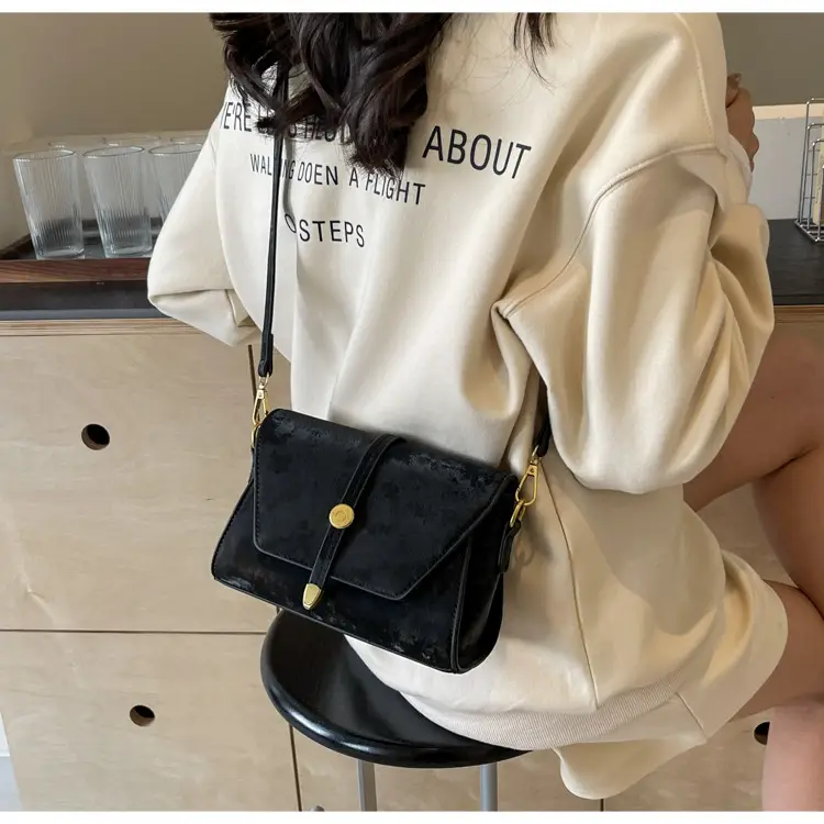 Women's Black Velvet Square Shoulder Bag 2024 — feature 25