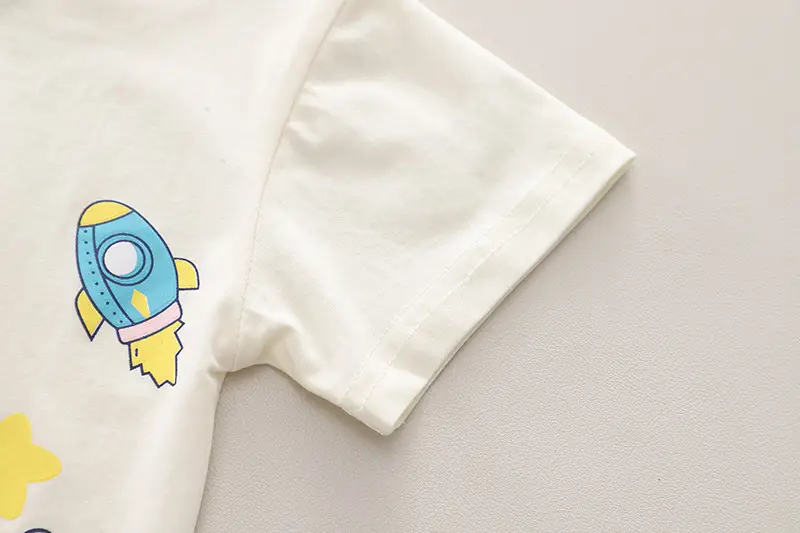 Children Cotton T-Shirt Shorts Set Yellow Green Frog Print — feature 6