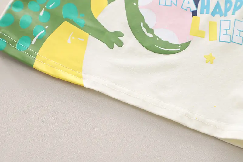Children Cotton T-Shirt Shorts Set Yellow Green Frog Print — feature 8
