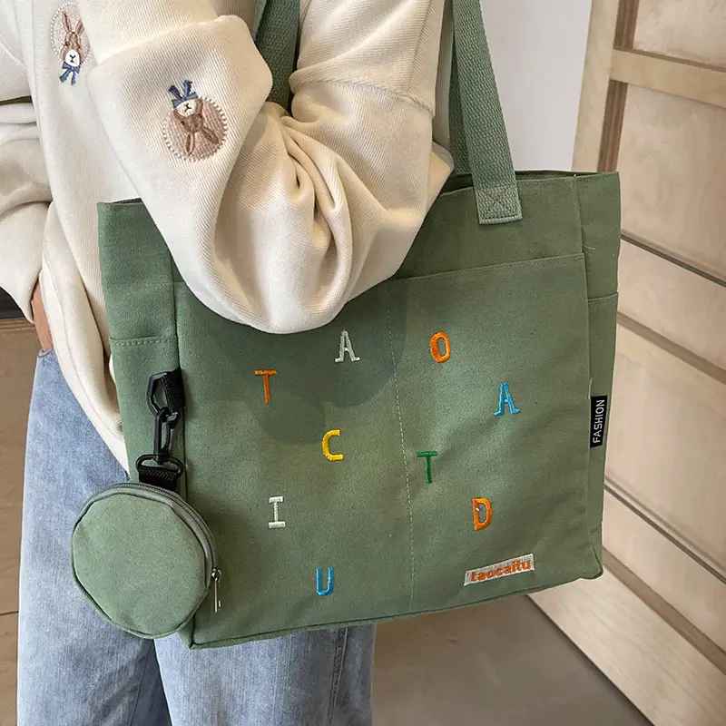 Women Canvas Tote Bag Large Capacity 2024 New Commuter - Image 7