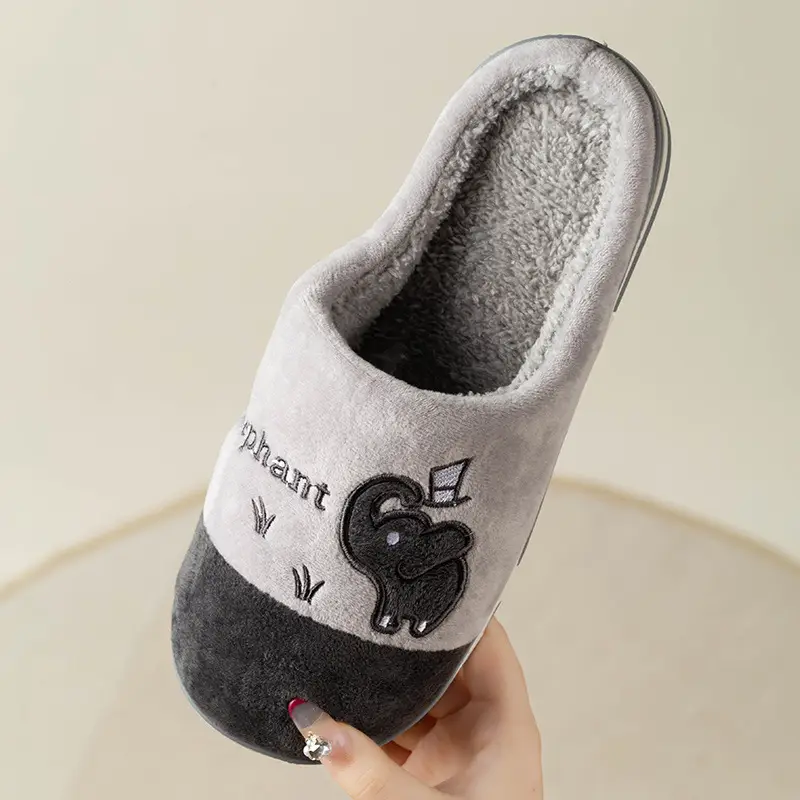 Women's Warm Cotton Slippers Blue Grey Winter Home