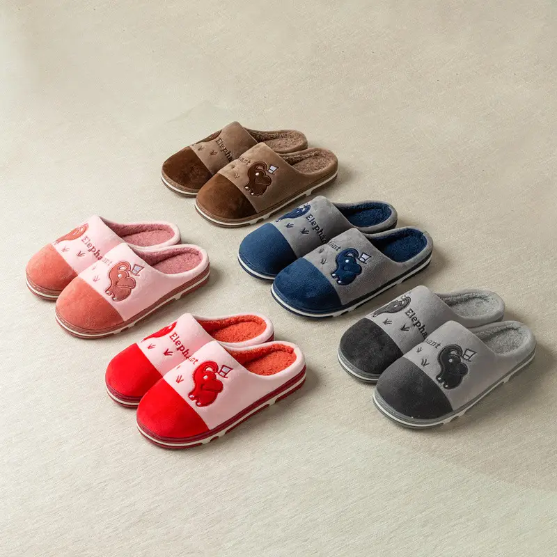 Women's Warm Cotton Slippers Blue Grey Winter Home