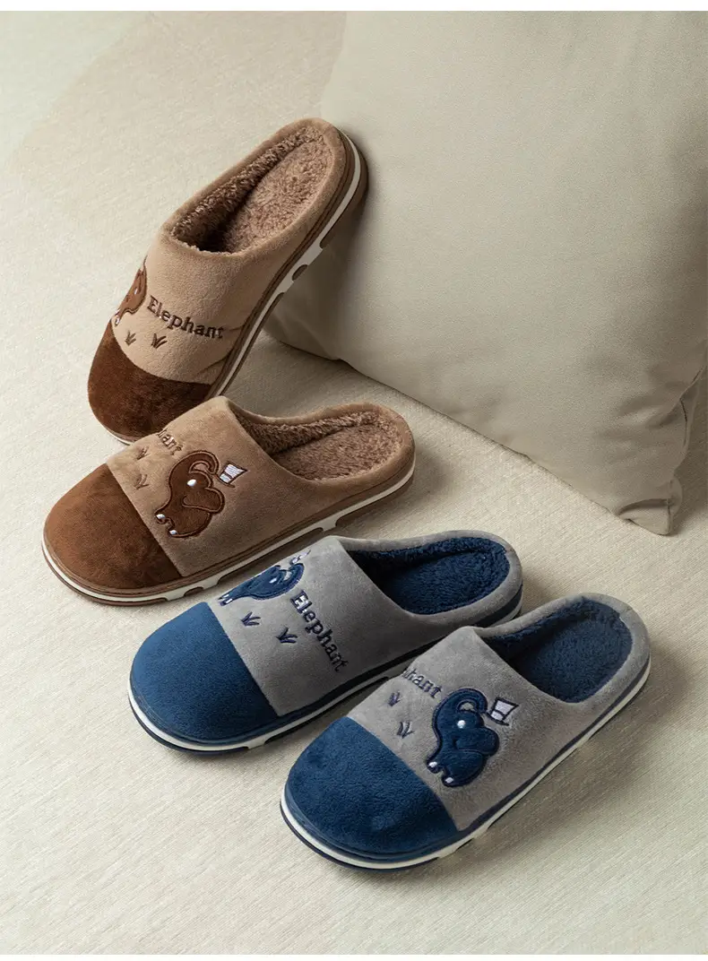 Women's Warm Cotton Slippers Blue Grey Winter Home — feature 10