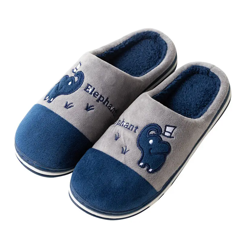 Women's Warm Cotton Slippers Blue Grey Winter Home
