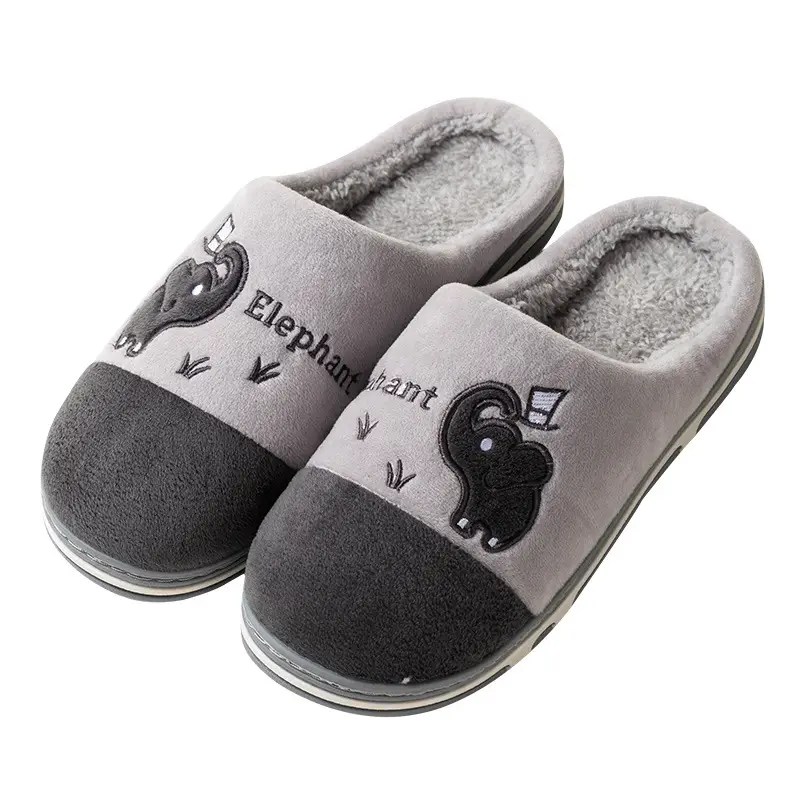 Women's Warm Cotton Slippers Blue Grey Winter Home