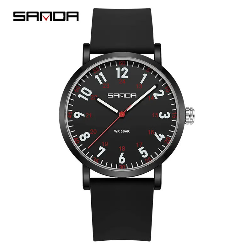 Sanda Black Luminous Quartz Watch for Men - Image 3