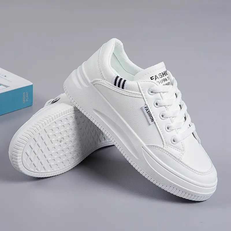 2026 Hot-Selling Spring and Autumn Lightweight White Sneakers with Leather Surface, Height-Increasing Soft Sole, Breathable Thick-Soled Sports Casual Shoes for Women - Image 20