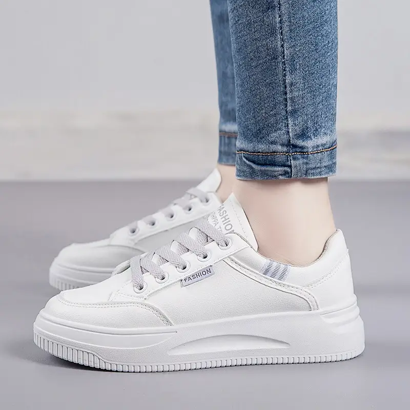 2026 Hot-Selling Spring and Autumn Lightweight White Sneakers with Leather Surface, Height-Increasing Soft Sole, Breathable Thick-Soled Sports Casual Shoes for Women - Image 22