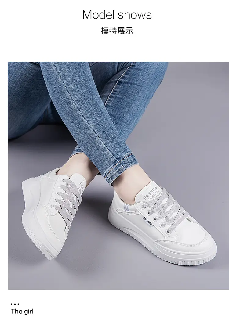 2026 Hot-Selling Spring and Autumn Lightweight White Sneakers with Leather Surface, Height-Increasing Soft Sole, Breathable Thick-Soled Sports Casual Shoes for Women — feature 13
