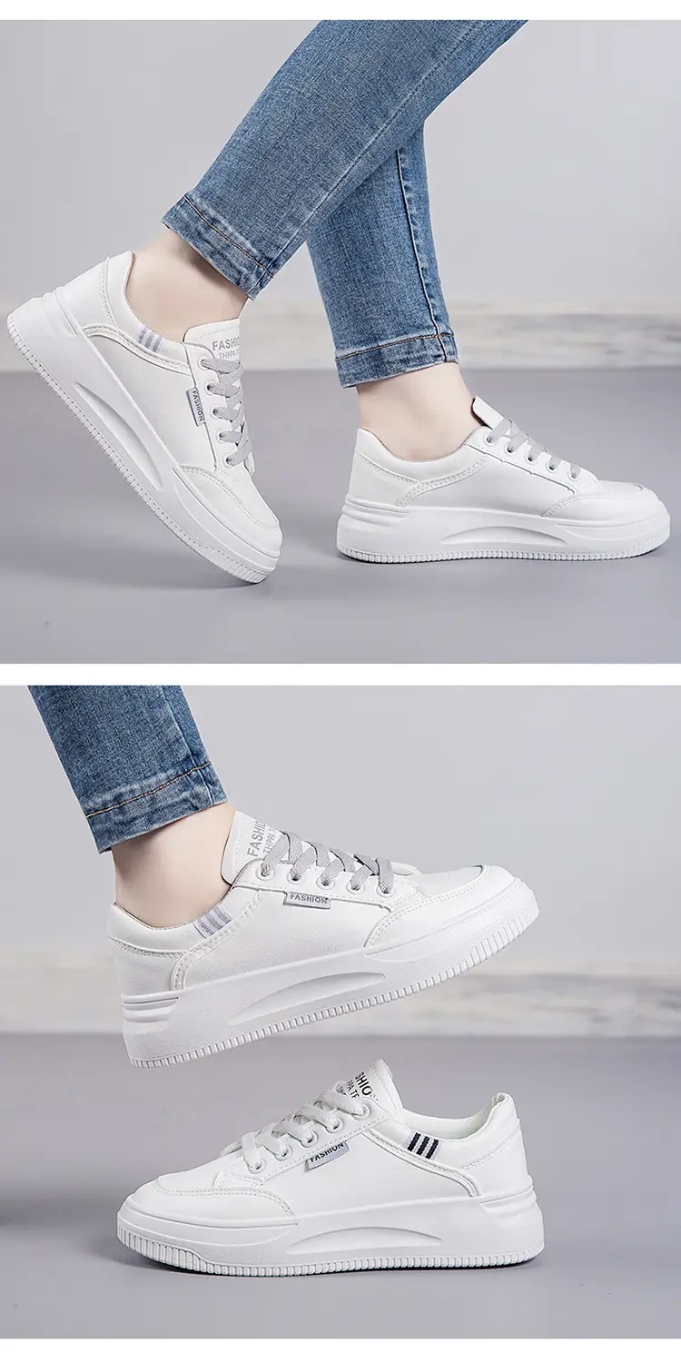 2026 Hot-Selling Spring and Autumn Lightweight White Sneakers with Leather Surface, Height-Increasing Soft Sole, Breathable Thick-Soled Sports Casual Shoes for Women — feature 15