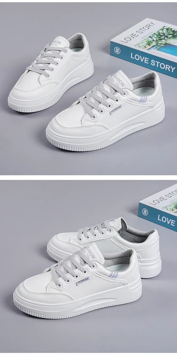 2026 Hot-Selling Spring and Autumn Lightweight White Sneakers with Leather Surface, Height-Increasing Soft Sole, Breathable Thick-Soled Sports Casual Shoes for Women — feature 18
