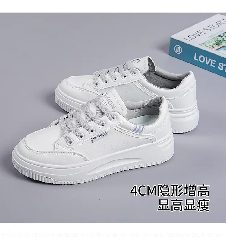 2026 Hot-Selling Spring and Autumn Lightweight White Sneakers with Leather Surface, Height-Increasing Soft Sole, Breathable Thick-Soled Sports Casual Shoes for Women — feature 5