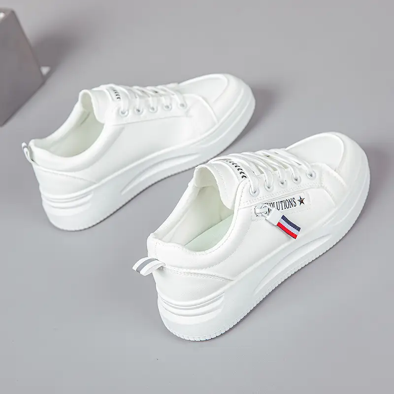 2026 Hot-Selling Spring and Autumn Lightweight White Sneakers with Leather Surface, Height-Increasing Soft Sole, Breathable Thick-Soled Sports Casual Shoes for Women - Image 11