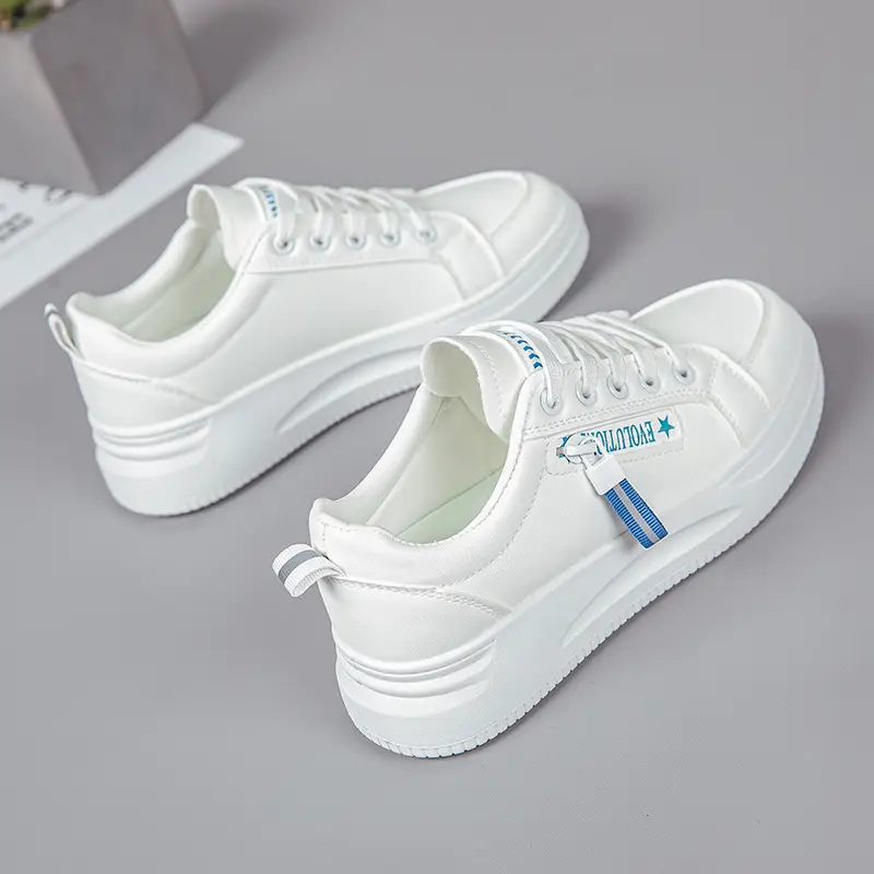 2026 Hot-Selling Spring and Autumn Lightweight White Sneakers with Leather Surface, Height-Increasing Soft Sole, Breathable Thick-Soled Sports Casual Shoes for Women - Image 12