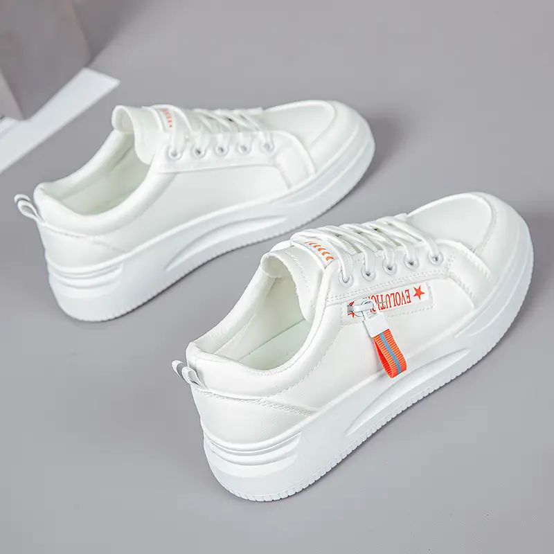 2026 Hot-Selling Spring and Autumn Lightweight White Sneakers with Leather Surface, Height-Increasing Soft Sole, Breathable Thick-Soled Sports Casual Shoes for Women - Image 13