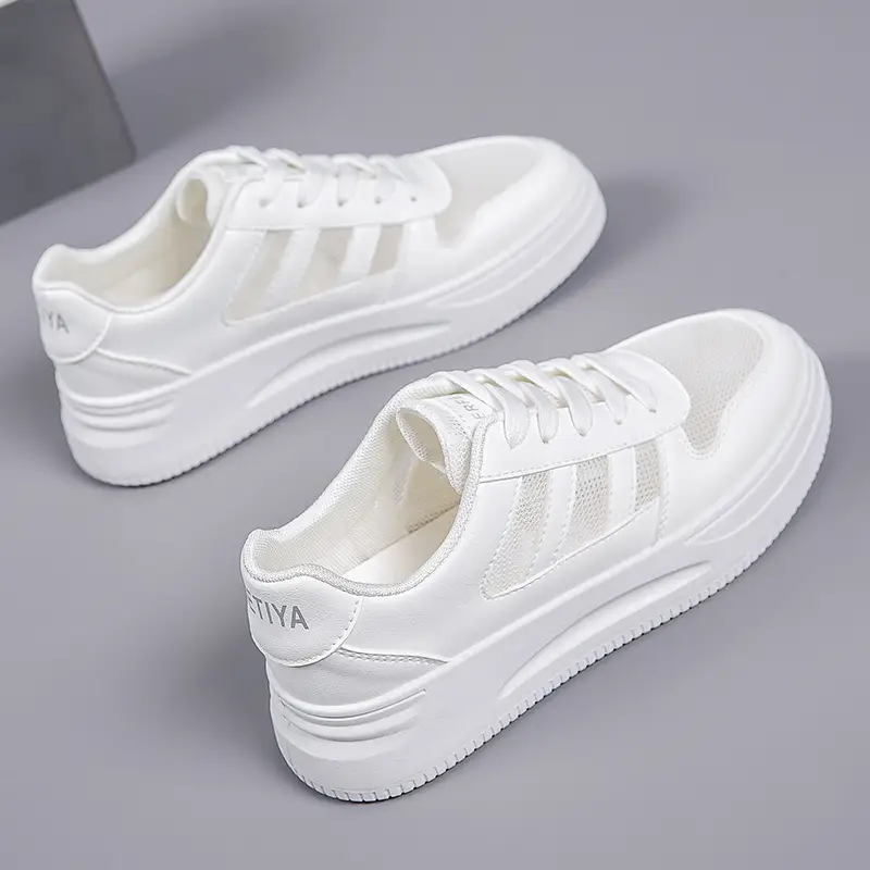 2026 Hot-Selling Spring and Autumn Lightweight White Sneakers with Leather Surface, Height-Increasing Soft Sole, Breathable Thick-Soled Sports Casual Shoes for Women - Image 14