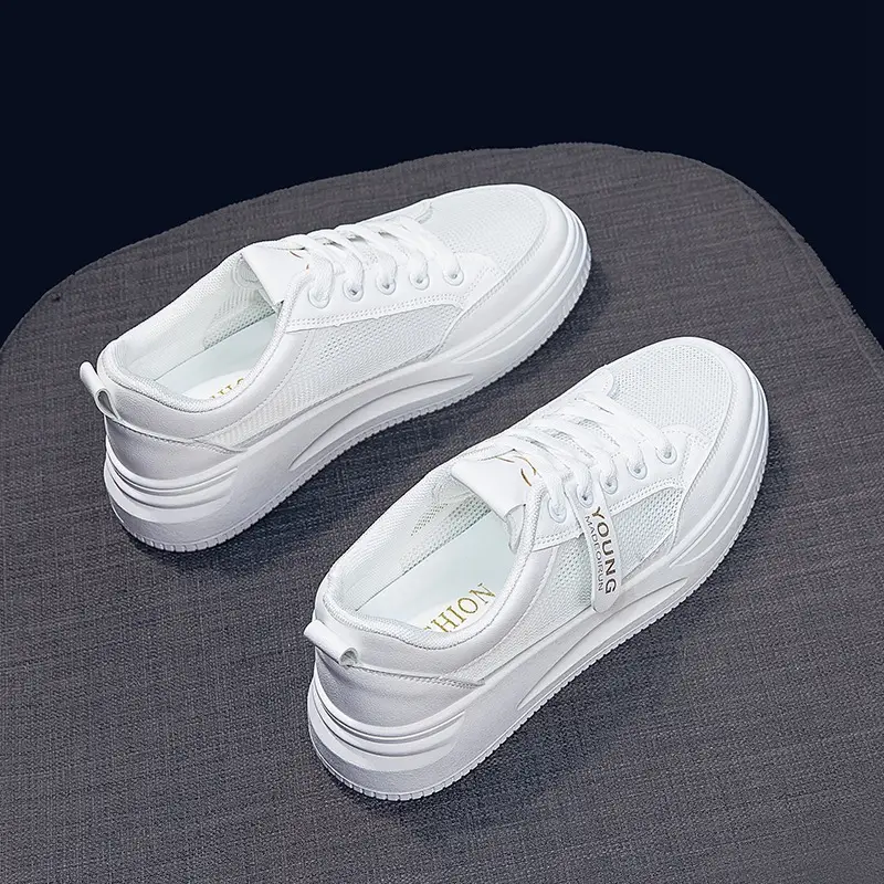2026 Hot-Selling Spring and Autumn Lightweight White Sneakers with Leather Surface, Height-Increasing Soft Sole, Breathable Thick-Soled Sports Casual Shoes for Women - Image 17